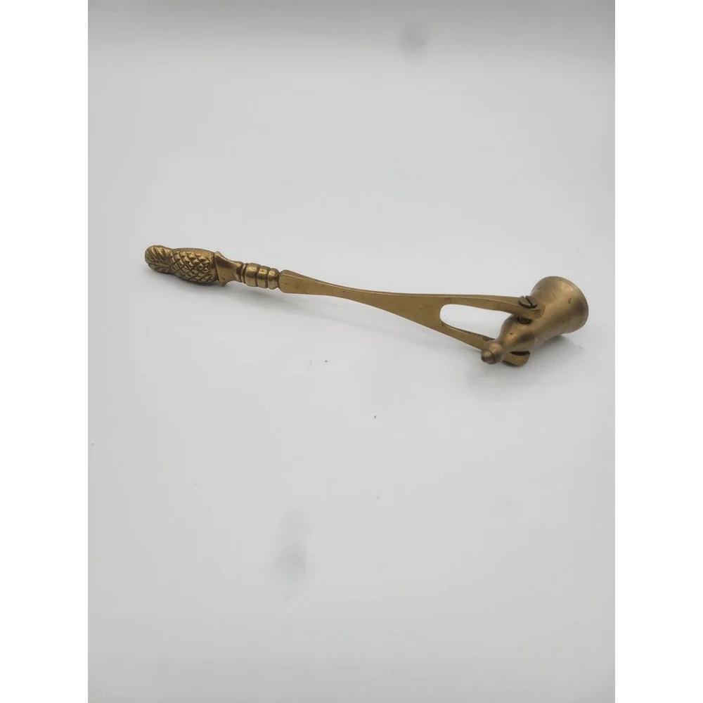 Vintage Solid Brass Pineapple Handle Candle Snuffer Articulated Bell 9 Inch